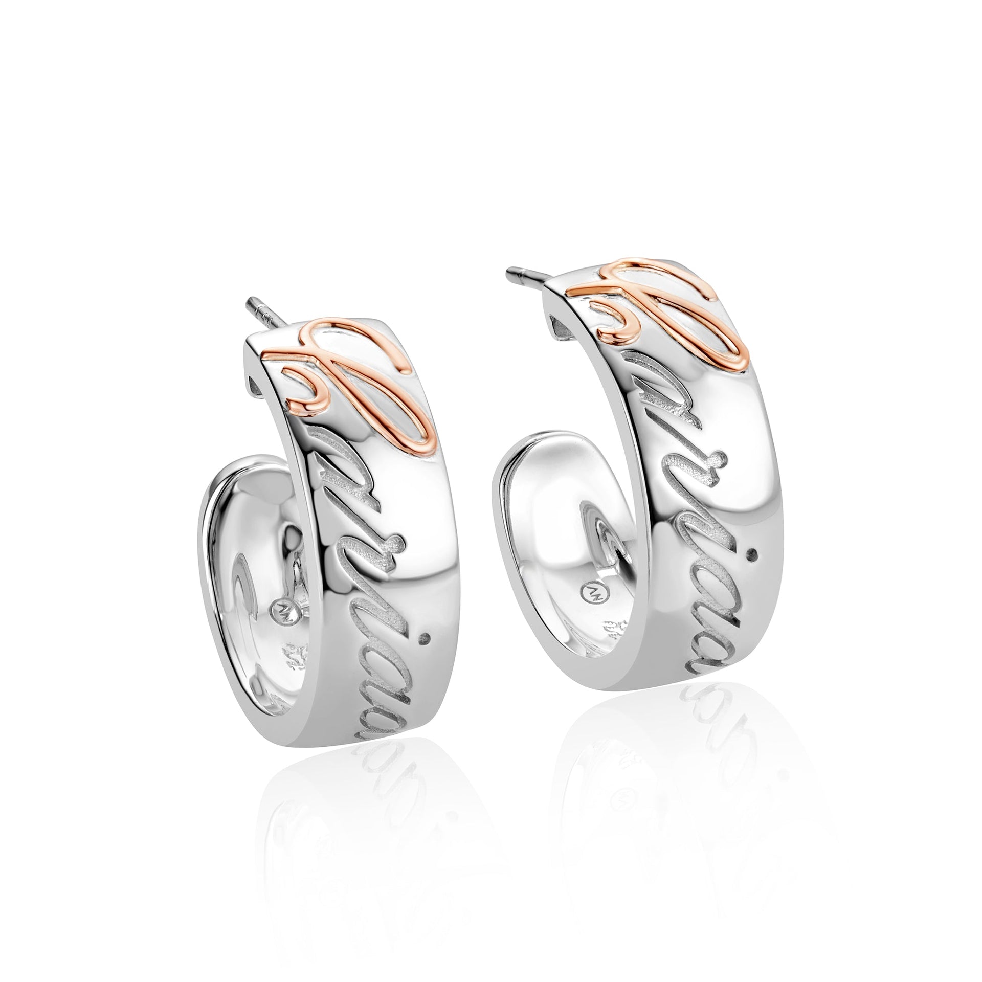 Cariad® Silver Half-Hoop Earrings