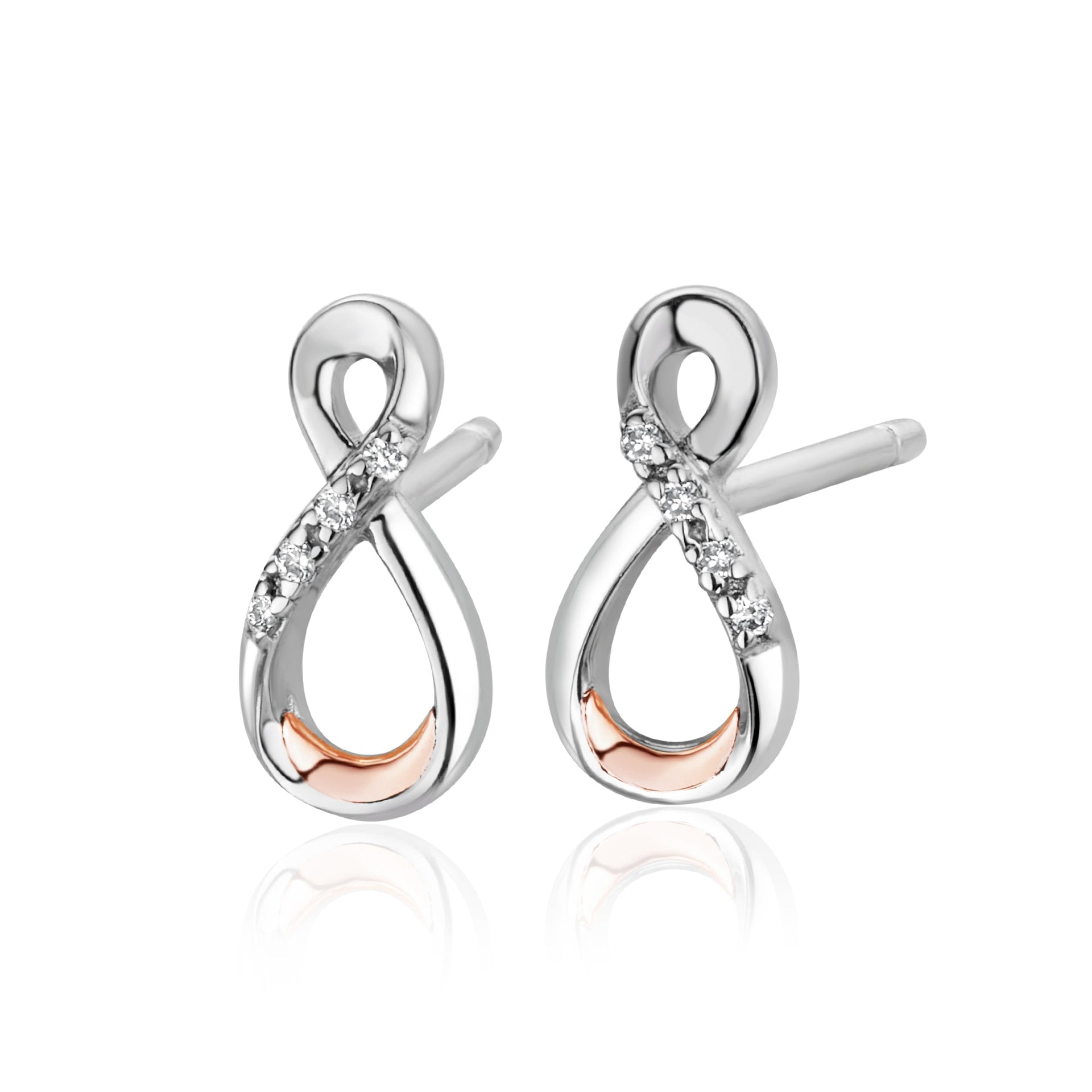 Eternity Silver and Diamond Stud Earrings