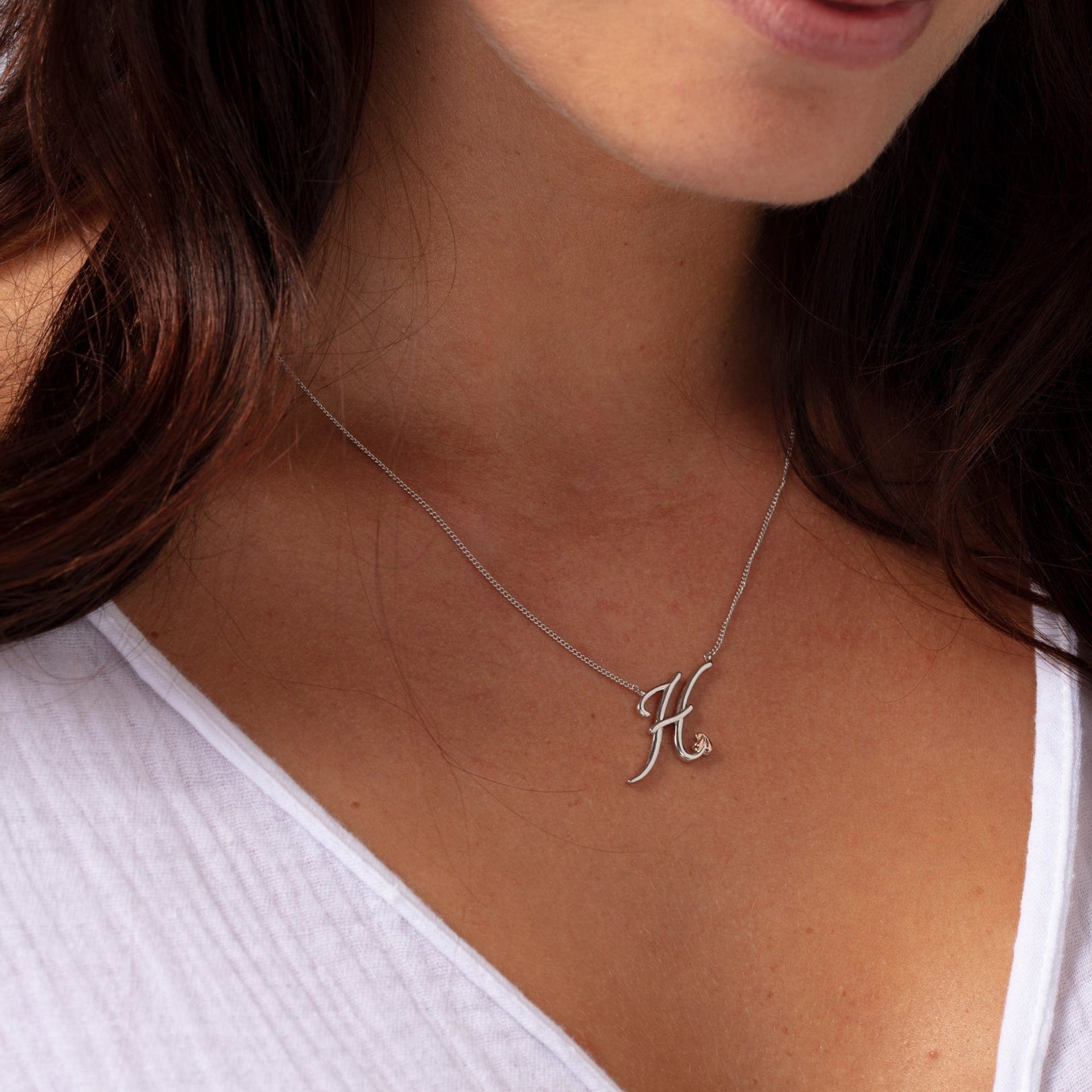 Tree of Life® Initials Silver Necklace - Letter H