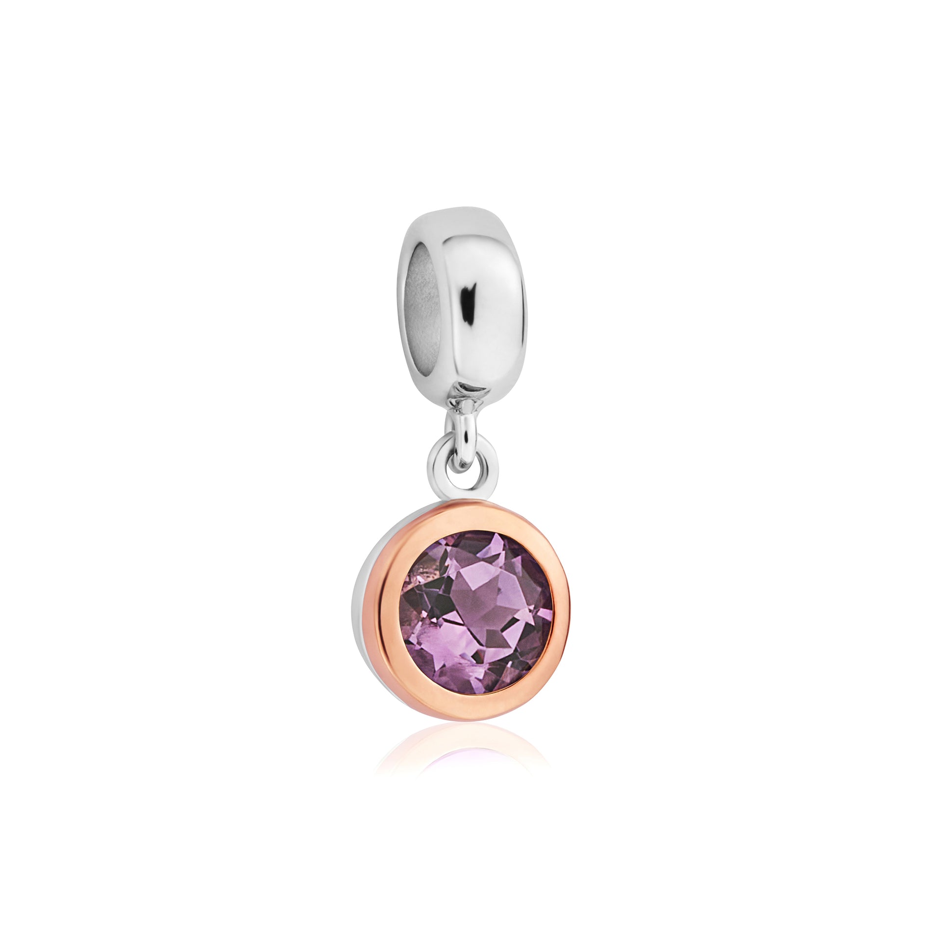 February Milestones® Birthstone Silver and Amethyst Charm