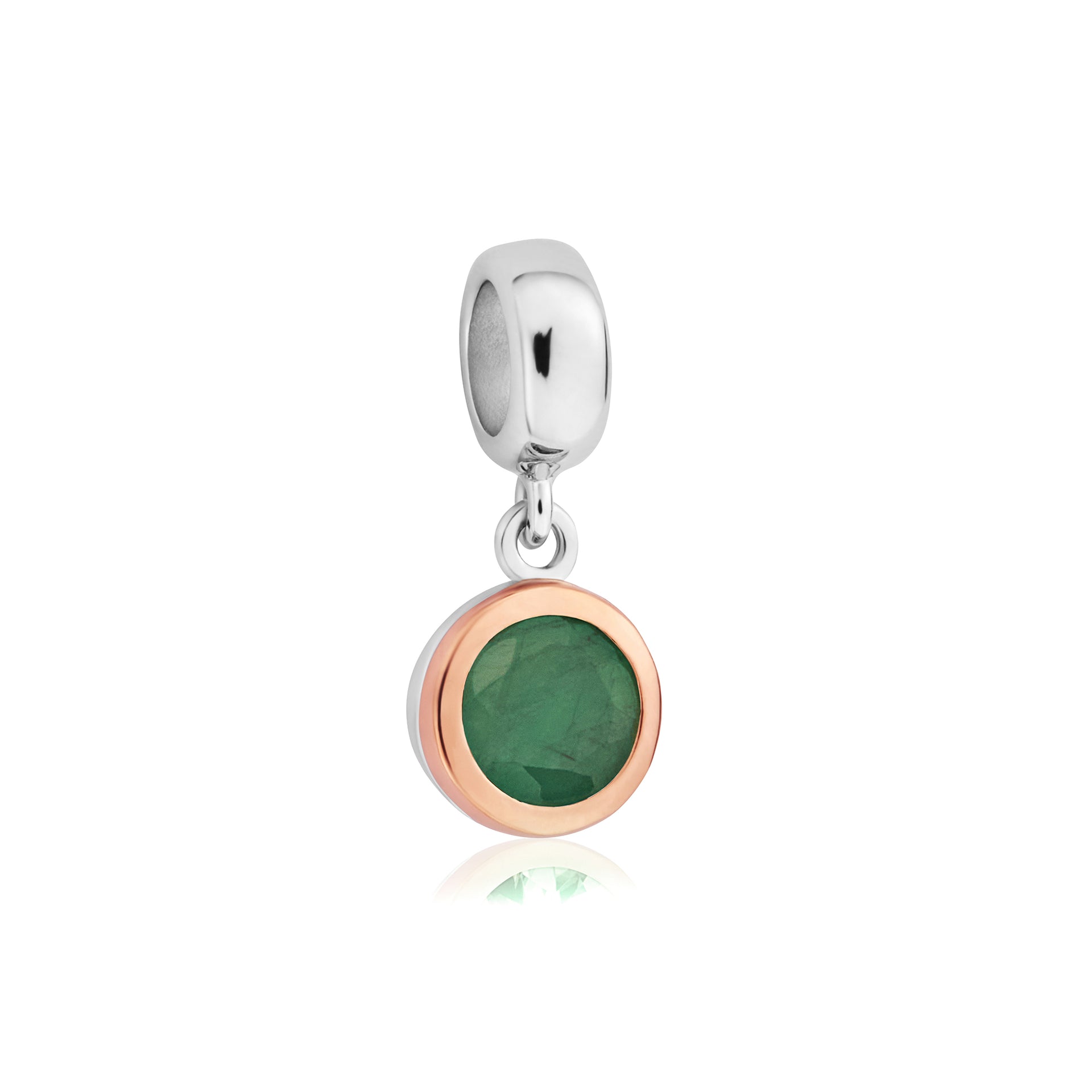 May Milestones® Birthstone Silver and Emerald Charm