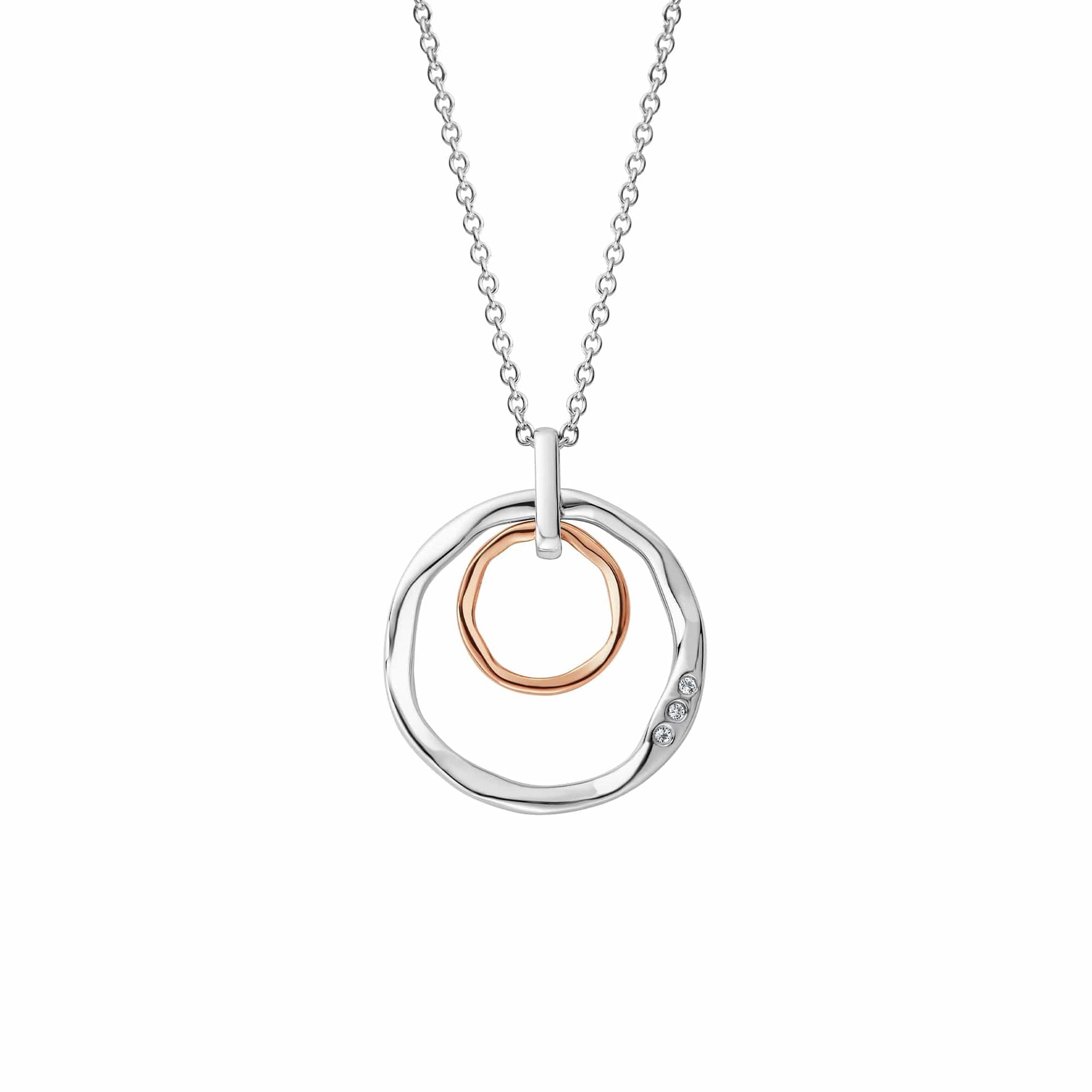 Ripples Silver Double-Hoop Pendant