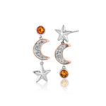 To the Moon and Back Silver, Topaz and Citrine Earrings