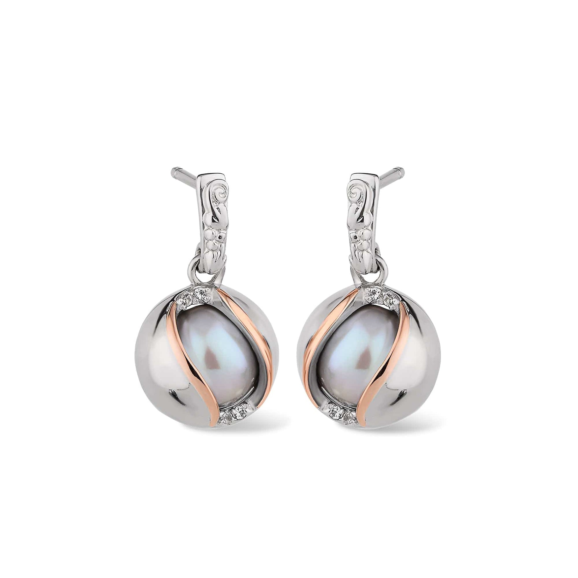 Salacia Silver and Pearl Oyster Drop Earrings