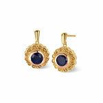 Filigree Gold and Sapphire Drop Earrings