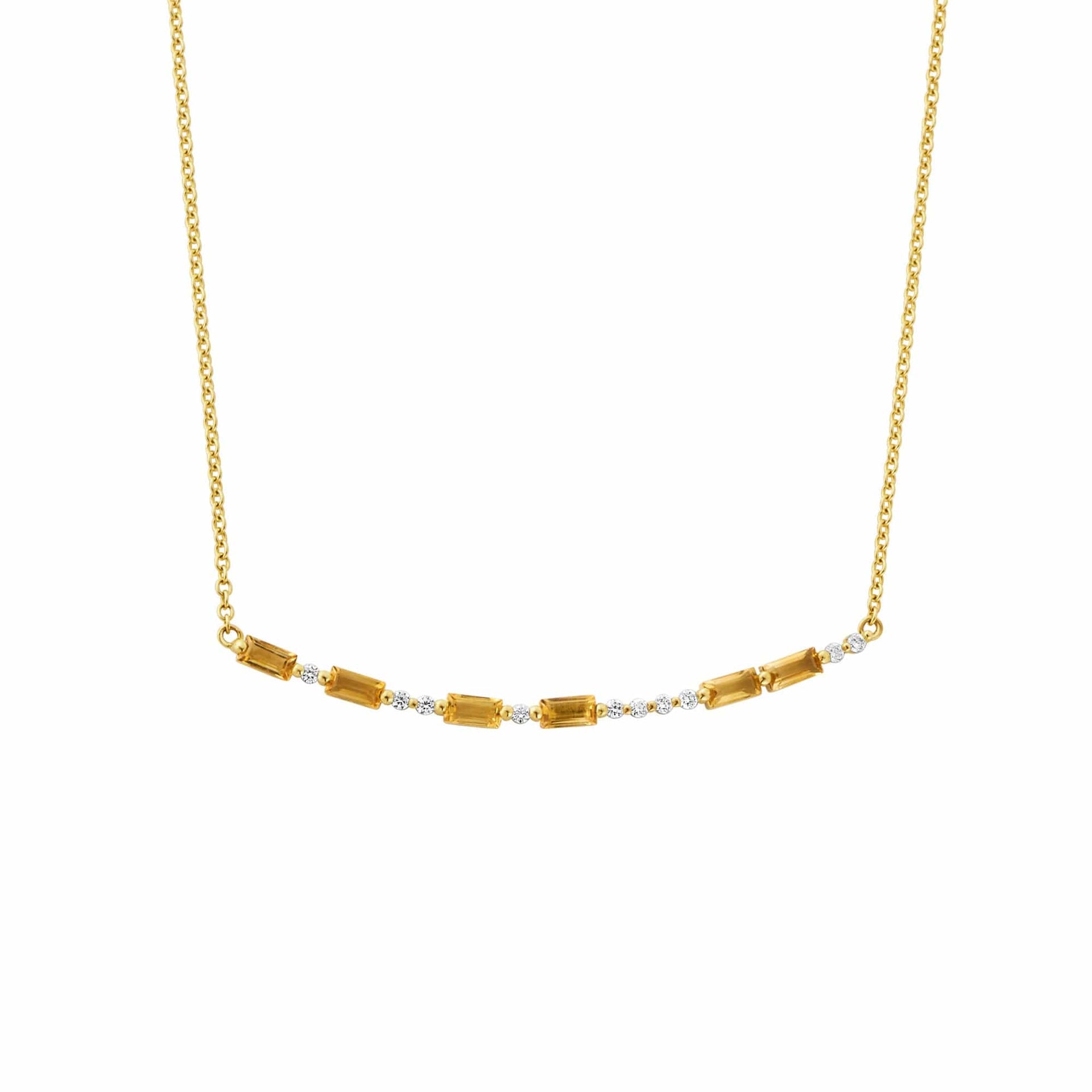 Cariad® Morse Code Gold, Diamond and Citrine Necklace