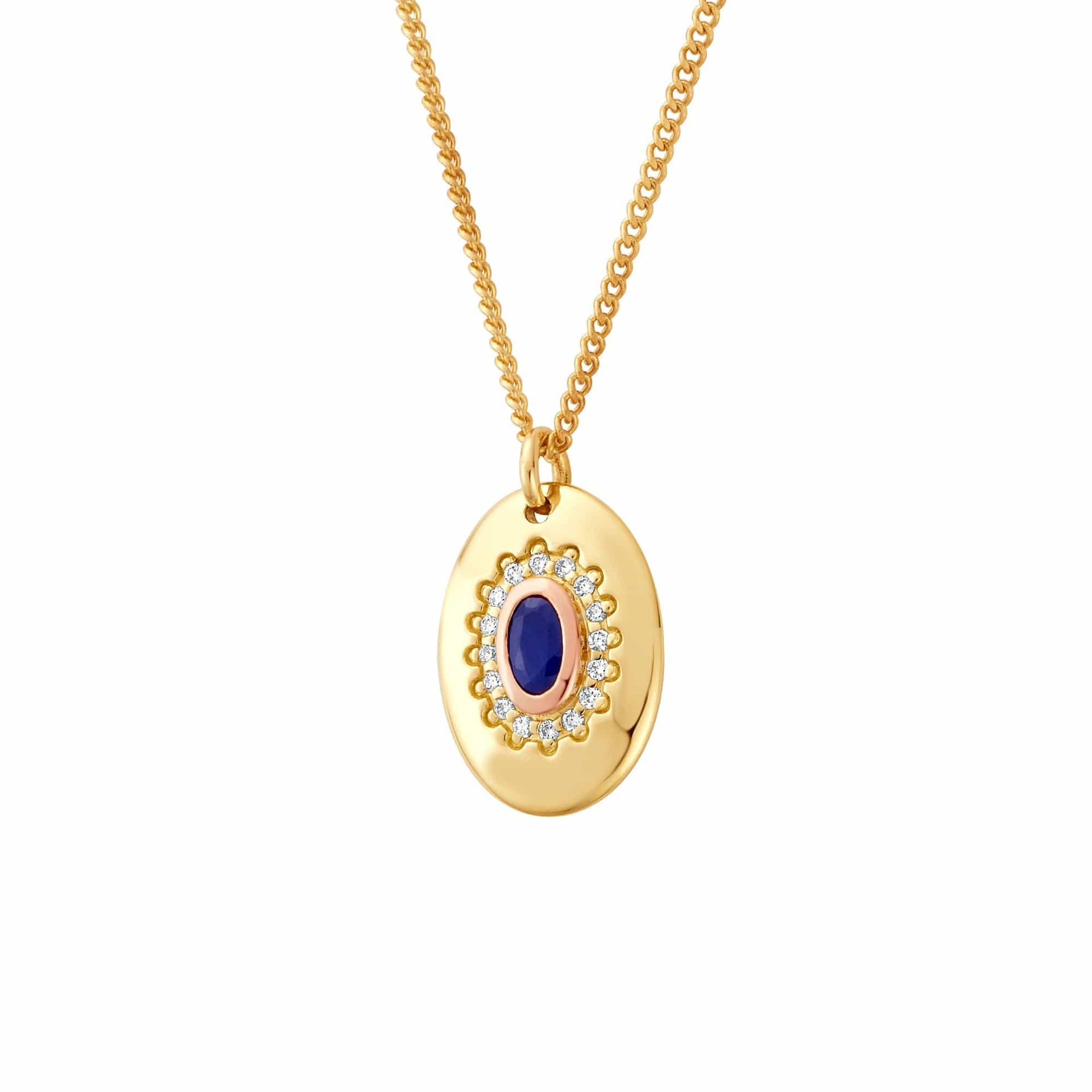 Princess Diana Gold, Sapphire and Diamond Pendant