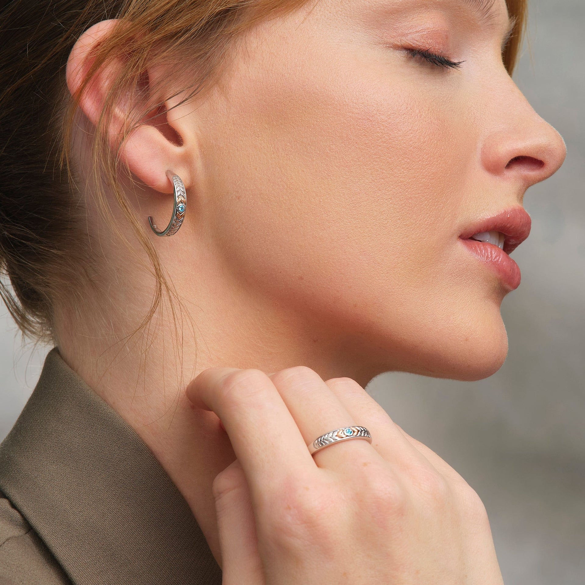 Lilibet Silver and Sky Blue Topaz Hoop Earrings