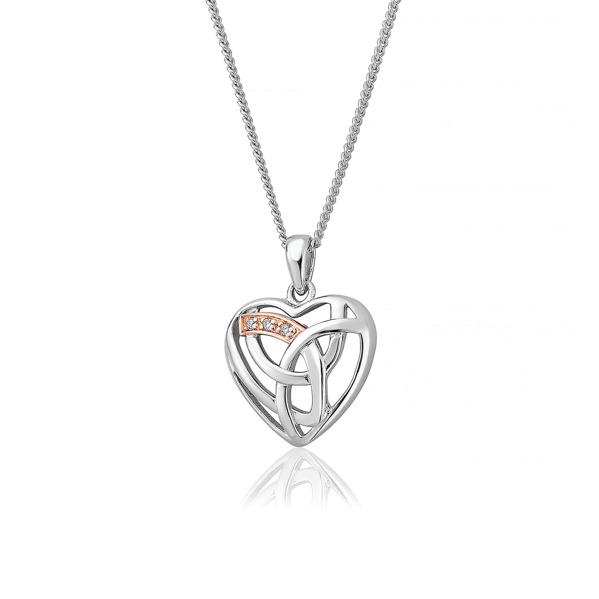 Hearts Entwined Silver and Diamond Pendant